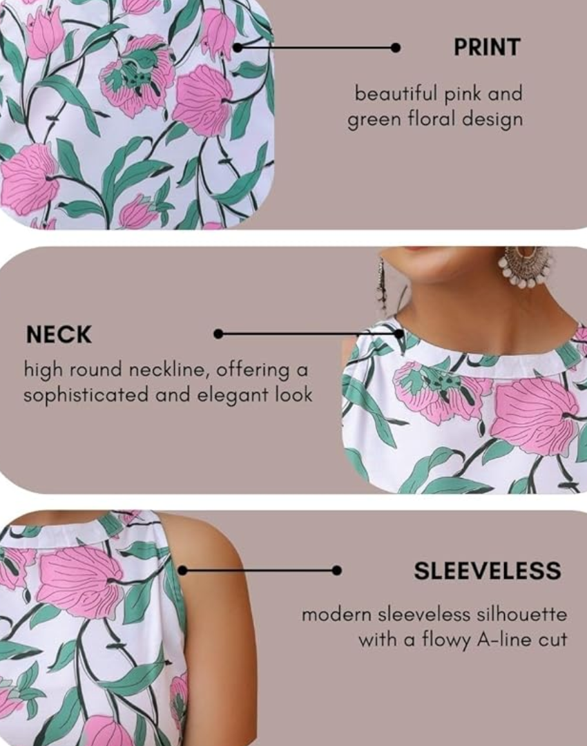 Sleeveless Print Kurta Set with Matching Pants - 50% OFF