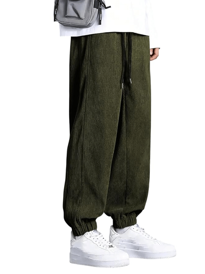 Men’s Loose Fit Corduroy Joggers – Korean Style Streetwear Pants
