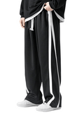 Men’s Relaxed Fit Track Pants with White Stripes