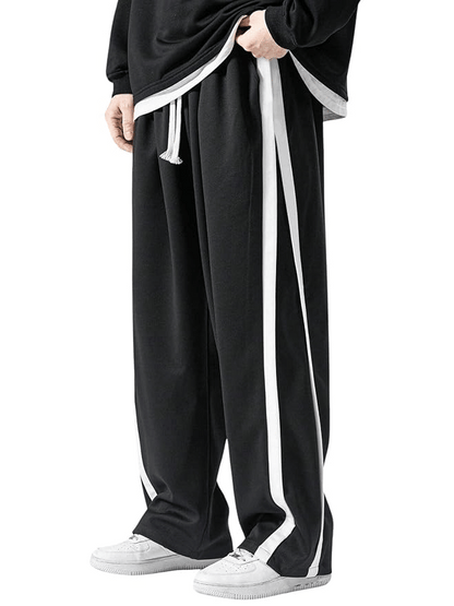 Men’s Relaxed Fit Track Pants with White Stripes