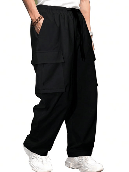 Relaxed Fit Black Cargo Pants
