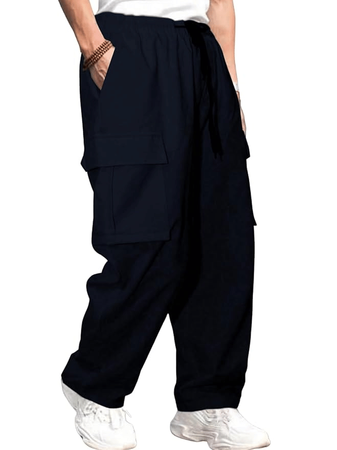 Relaxed Fit Black Cargo Pants