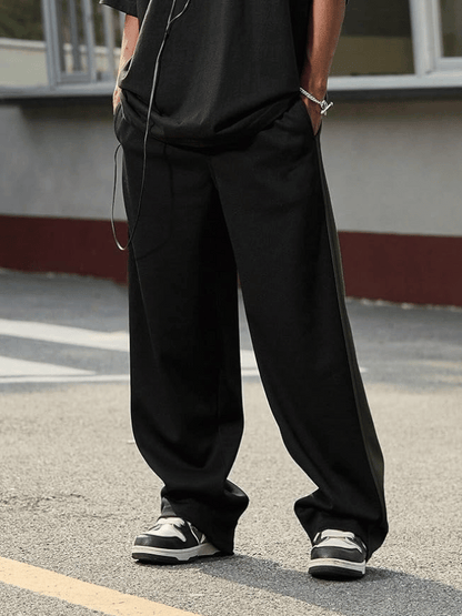 Men’s Black Track Pants with Dark Green Side Panel – Relaxed Fit