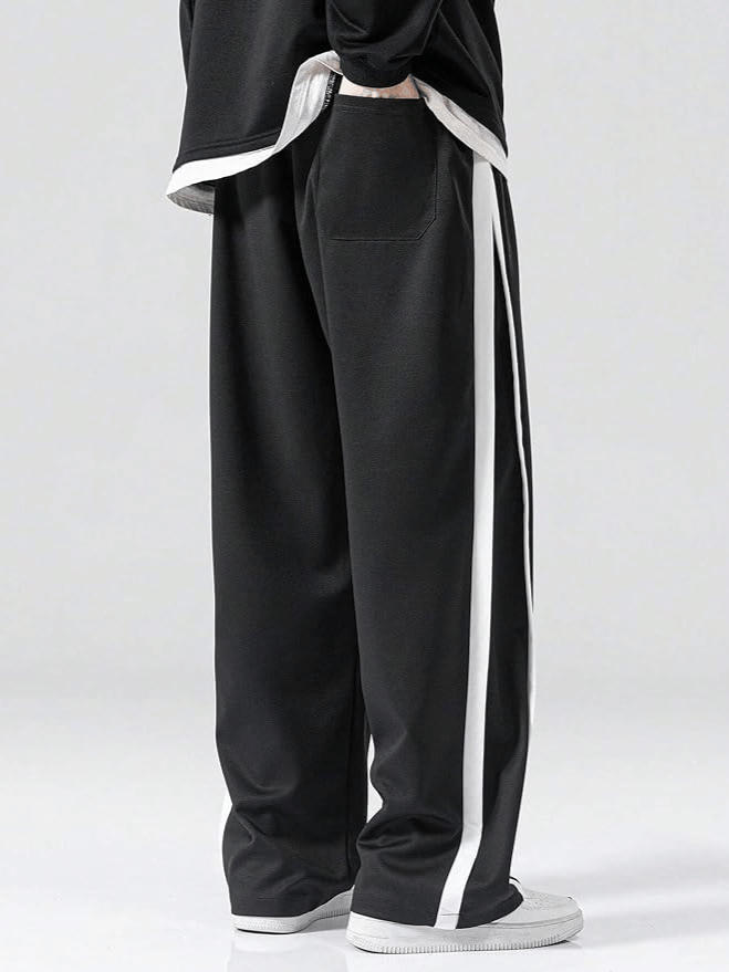 Men’s Relaxed Fit Track Pants with White Stripes