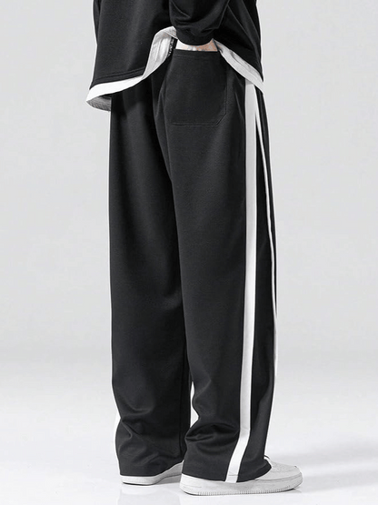 Men’s Relaxed Fit Track Pants with White Stripes