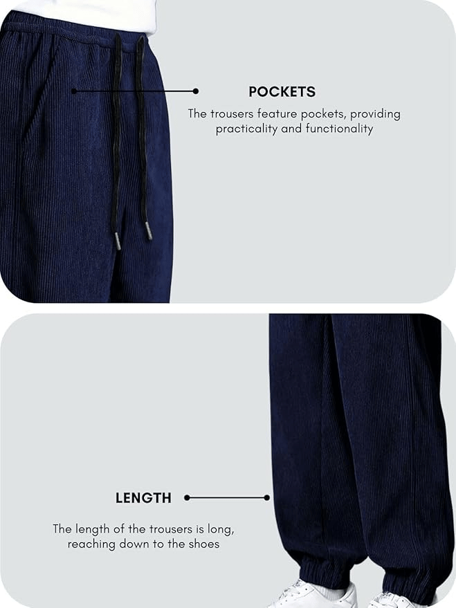 Men’s Loose Fit Corduroy Joggers – Korean Style Streetwear Pants