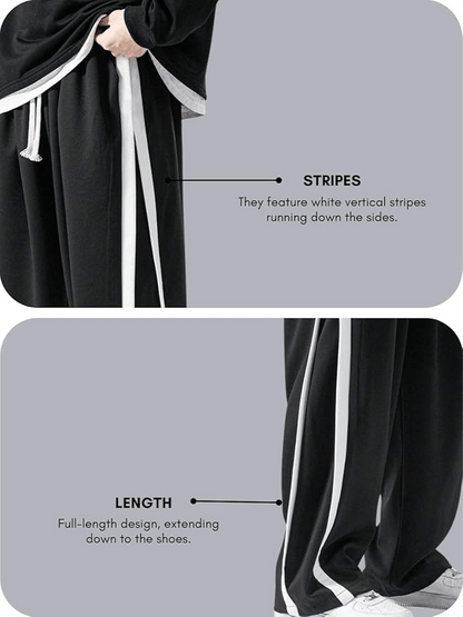 Men’s Relaxed Fit Track Pants with White Stripes