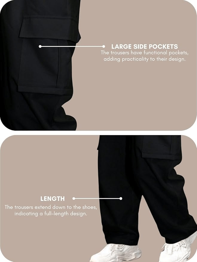 Relaxed Fit Black Cargo Pants