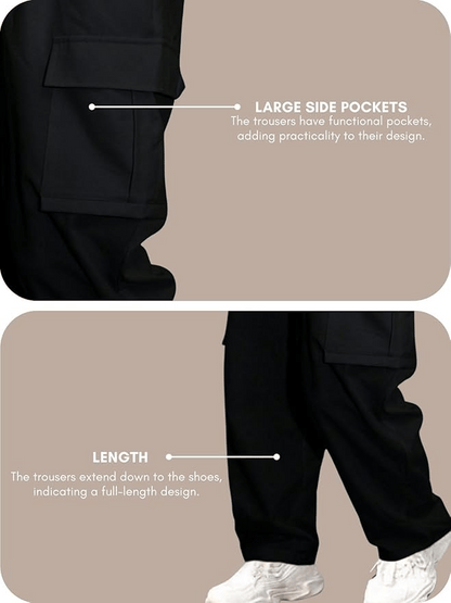 Relaxed Fit Black Cargo Pants