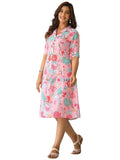 Soft Cotton Floral Printed Rayon Midi Dress with Pockets
