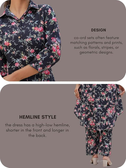 Women’s Black Floral Kurta Set – Rayon Kurta with Matching Pants