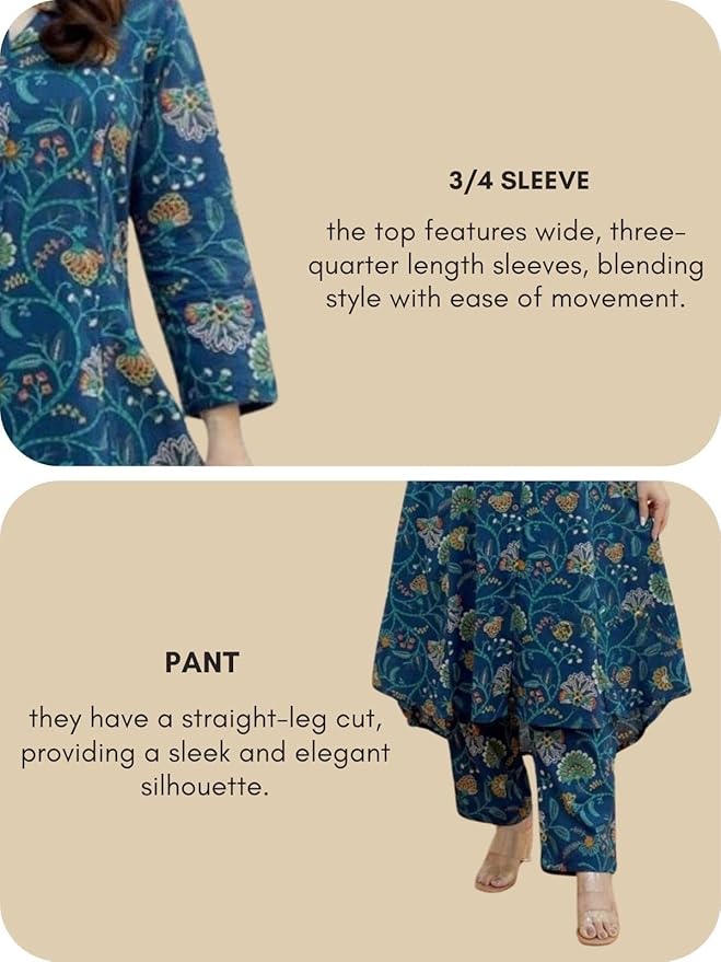 Women’s Floral Printed Kurta Set – Rayon Kurta with Straight Pants