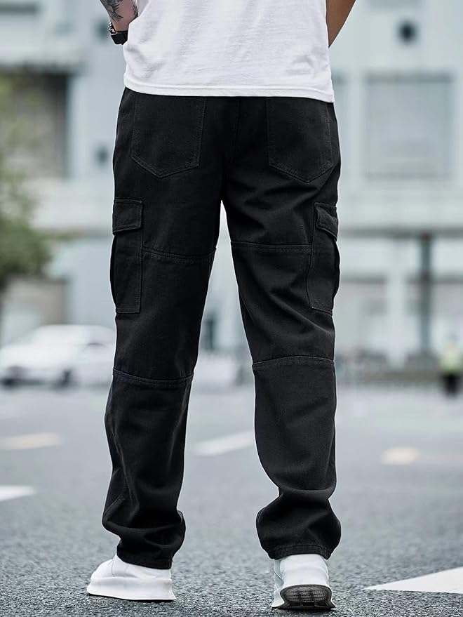Men's Black Cargo Jeans – Straight Leg | Relaxed Fit