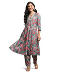 Soft Cotton Alia Cut Floral Kurta Set with Pant
