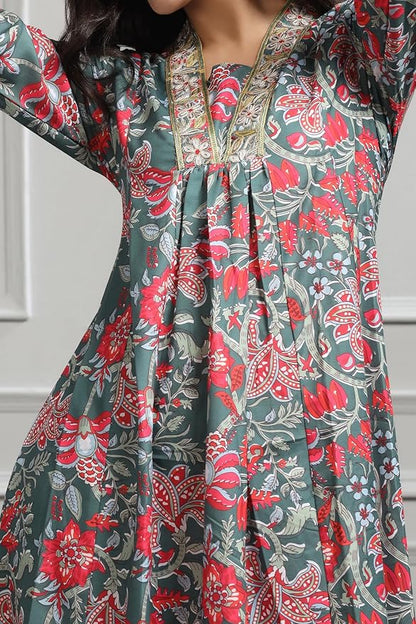 Soft Cotton Alia Cut Floral Kurta Set with Pant