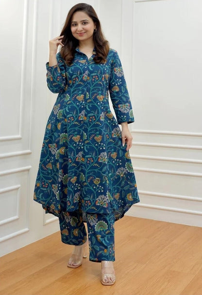 Women’s Floral Printed Kurta Set – Rayon Kurta with Straight Pants